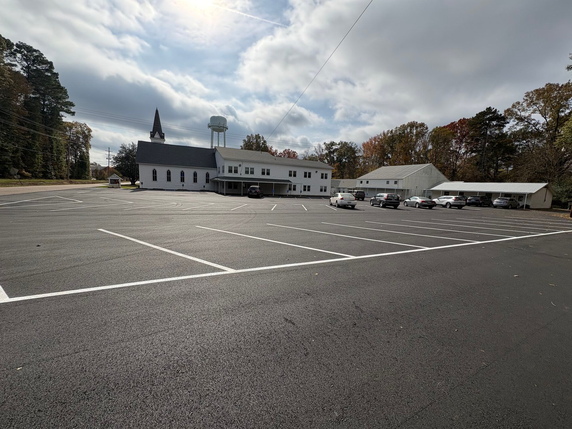 New asphalt paving on a Central Mississippi parking lot